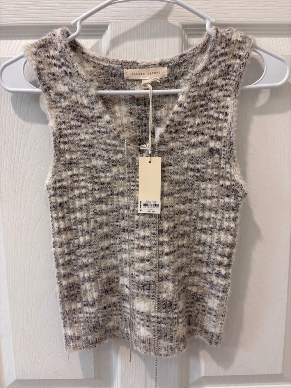 Gilded Intent Marled Knit V-Neck Tank